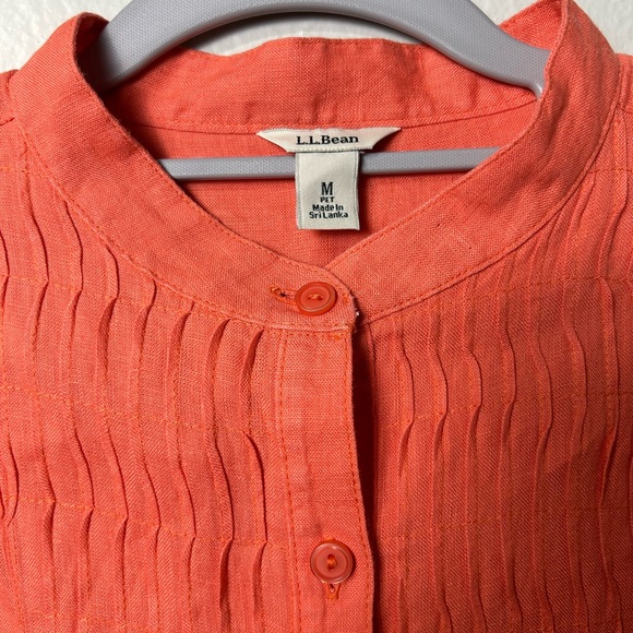 LL Bean Womens Long Sleeve Linen Pintuck Button Up Blouse - Picture 2 of 4